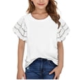 thumbnail image 2 of Piuwrlz Kid Round Neck T-Shirts Girls Short Sleeve Sweatshirt Solid Color Pullover Blouses Shirt Top White Size 7 Years, 2 of 8