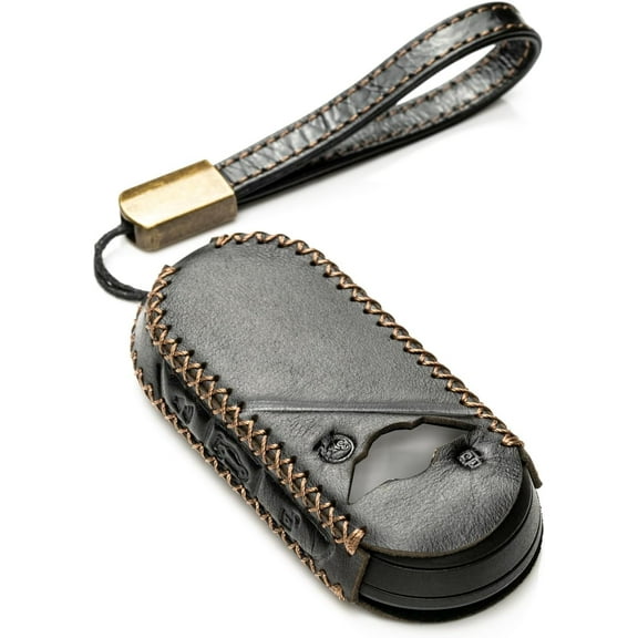 Vitodeco Superior Leather Key Fob Cover Compatible with Mini Countryman S ALL4, Countryman SE ALL4, Cooper 2 Door, Cooper S 4 Door, Convertible (4-Button, Black)