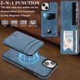 thumbnail image 7 of Compatible with Magsafe 2 in 1 Detachable for iPhone 14 Wallet Case with Card Holder Women Men, Magnetic PU Leather RFID Blocking Flip Kickstand Credit Slots,for iPhone 14, Blue, 7 of 7