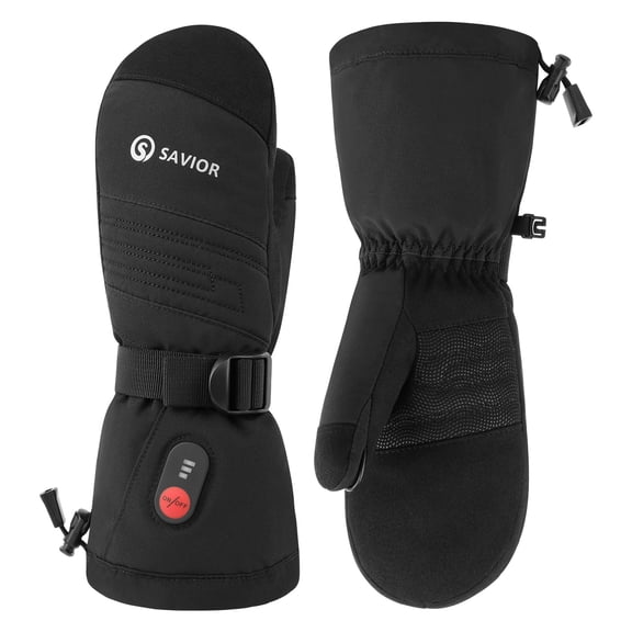 SAVIOR HEAT Heated Ski Mittens – 3 Heat Levels, Waterproof Windproof, Touchscreen for Skiing, Snowboarding & Winter Outdoor Activities