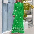 thumbnail image 4 of Vestido largo con bandana verde vestidos para mujer 2024 Vestido para niñas vestidos de manga larga, 4 of 5