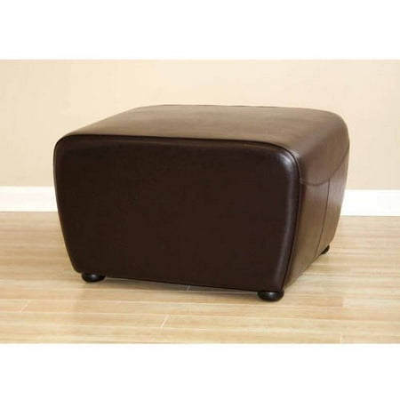 - Baxton Studio Dark Brown Full Leather Ottoman with Rounded Sides