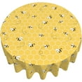 thumbnail image 5 of Bee Tablecloth 70 Inch Round, Bee Kind Yellow Table Cloth Honeycomb Decorations Spring Summer Round Table Cover Polyester Washable Tablecloths for Party Picnic Kitchen Dinner Decor Outdoor, 5 of 6