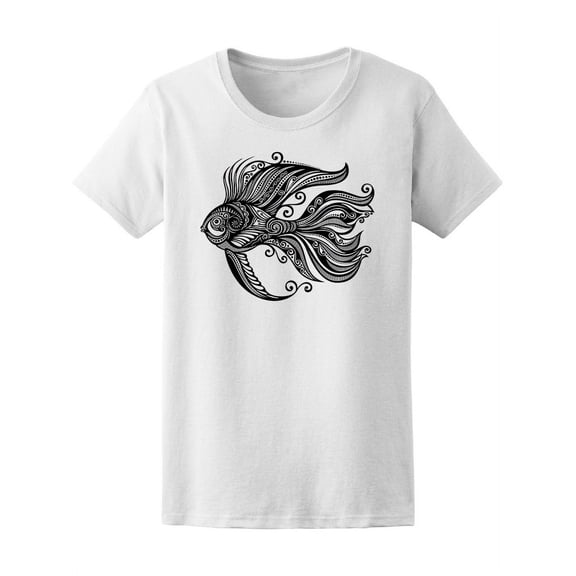 Abstract Sea Fish Patterned T-Shirt Women -Image by Shutterstock, Female XX-Large