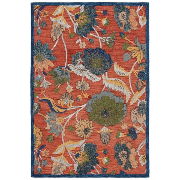 SAFAVIEH Blossom Dederick Floral Area Rug, Orange/Blue, 8' x 10'