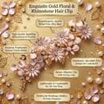 thumbnail image 5 of MIALLO Gold Wedding Hair Barrette for Bride, Vintage Floral Rhinestone Hair Clip, Bridal Headpiece for Half-up Hairstyle, 5 of 7