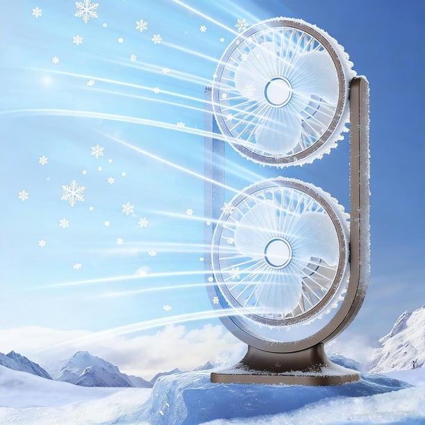 Ventilador, ventilador de techo, ventilador de escritorio, ventilador portátil de doble cabezal y dos vías. Ventilador de escritorio portátil con tres velocidades de viento ajustables y alta potencia