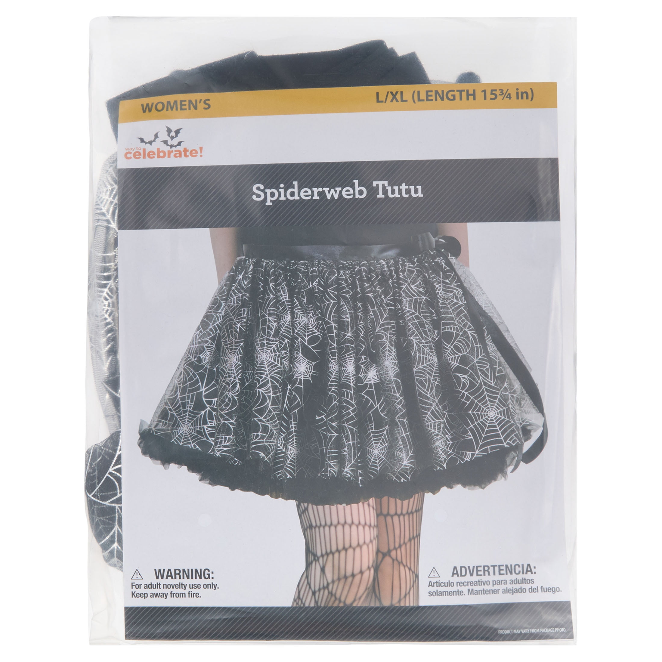 Spiderweb Tutu Costume Accessory for Adults, Black and Silver, L/XL, Halloween by Way To Celebrate