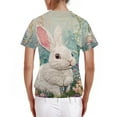 thumbnail image 4 of LISTHA Easter Scrub Tops Womens V Neck Bunny Short Sleeve Workwear Easter Eggs Print Casual Working Uniform with Pockets Green S, 4 of 5