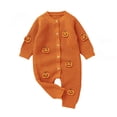 thumbnail image 2 of FASHOFT Baby Halloween 3D Hand Embroidered One Piece Romper Soft Halloween Bodysuit Crawling Outfit Cute Holiday Wear For Halloween Orange 0-1 Months, 2 of 5
