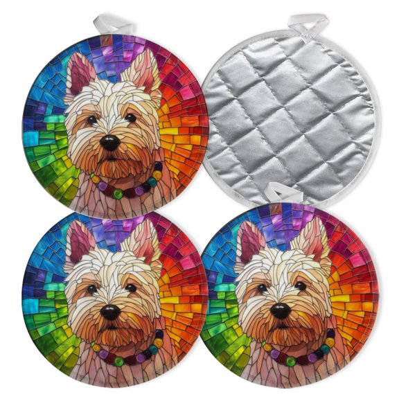 4 PCS Pot Holders for Kitchen,Potholders Sets with Hook for Oven,Cooking,Baking,West Highland Terrier Dog