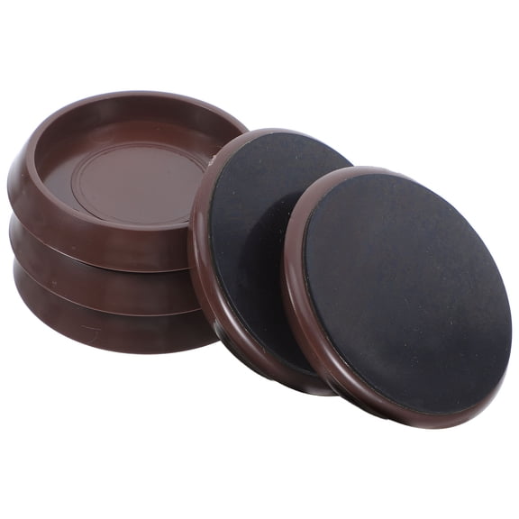 MEIBUTYUP 5pcs Caster Stoppers Brown Plastic Round Anti-Skid Floor Protection for Home Use