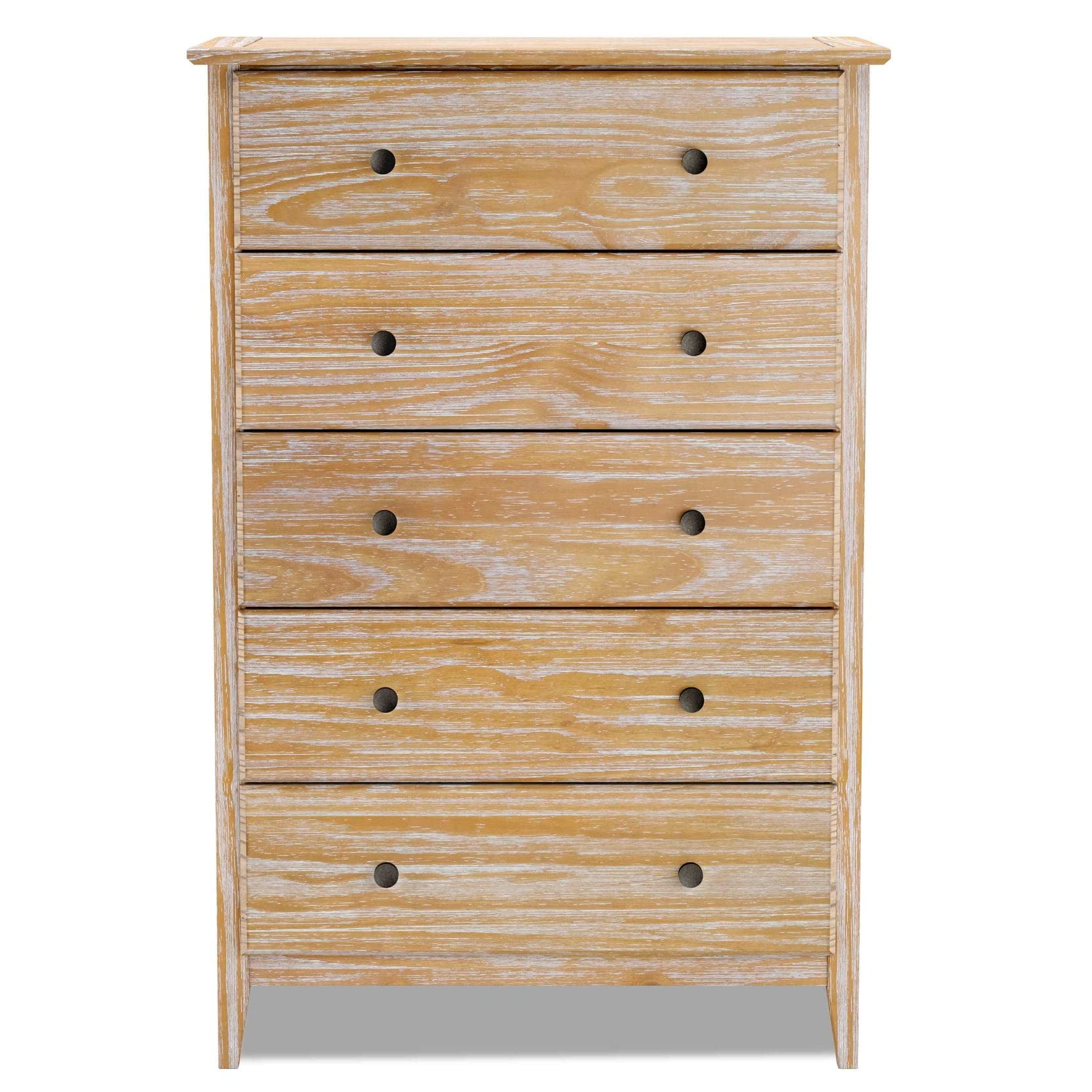 Grain Wood Furniture Greenport 5-Drawer Chest, Solid Wood with Brushed Driftwood Finish