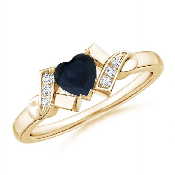 Heart Shape Blue Sapphire CZ Diamond Cocktail Band Ring 925 Sterling Silver Yellow Gold Plated September Birthstone Mothers Day Women Gift Gemstone Jewelry