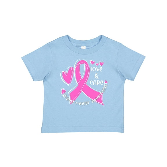 Inktastic Love, Care, Cure Breast Cancer Awareness Pink Ribbon Boys or Girls Baby T-Shirt