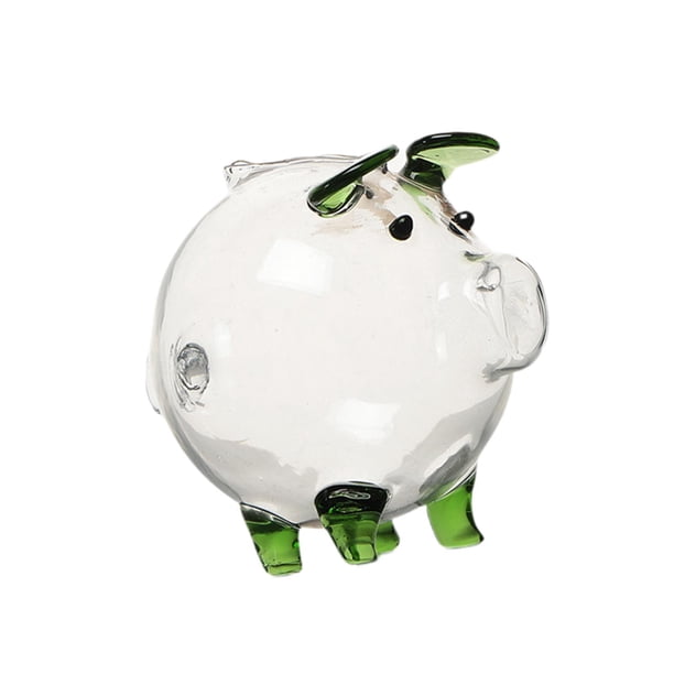 Alcancía con forma de caja de monedas, adorno transparente, decoración decorativa de animales, cerdo, dinero. Verde y 10cm