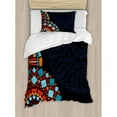 thumbnail image 3 of Dark Blue Duvet Cover Set Queen Size, Colorful Geometric Circular Mandala Motifs Framework Moroccan Mosaic Style Ethnic, Decorative 3 Piece Bedding Set with 2 Pillow Shams, Multicolor, by Ambesonne, 3 of 3