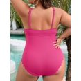 thumbnail image 5 of Asoul Plus Size Ribbed Swimsuit for Womens One Piece Scalloped Swimwear Tummy Control Bathing Suits, 5 of 6
