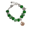 thumbnail image 2 of Delight Jewelry Rose Goldtone Beaded Peace Sign - Green Irish Luck Bead Charm Bracelet, 7.5", 2 of 4