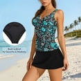 thumbnail image 4 of LEKWK Tankini Swimsuits for Women with Skirt 2 Piece Floral Print Wrap V Neck Top Tummy Control Skirted Bottom Modest Summer Beach Holiday Swimwear, 4 of 6