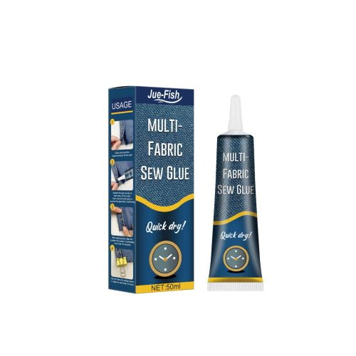 Pegamento para Tela Jue-Fish 50ml, Adhesivo Especial para Costura y Reparación de Ropa, Jeans y Plantillas, Resina Fenólica para Unión de Textiles y Bordados, Uso en el Hogar