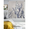 thumbnail image 3 of Blue Tree Sheer Curtains 63 Inch Length 2 Panels Set, Retro Farmhouse Botanical Branches Bird Voile Window Treatment Rod Pocket Curtains Sheers Drapes for Bedroom/Living Room/Kitchen 52x"63"x2, 3 of 7
