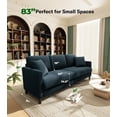 thumbnail image 2 of Welzona 83" Teddy Fabric Sofa, Modern 3-Seater Couch with 2 Throw Pillows, Tool-Free Assembly, Blue, 2 of 9