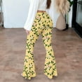 thumbnail image 3 of OGLCCG Women Tight-Fitting Hip Flare Pants Vintage Graphic Print Stretch Bell-Bottom Pant High Waist Long Yoga Palazzo Pants,XXXL,Yellow, 3 of 8