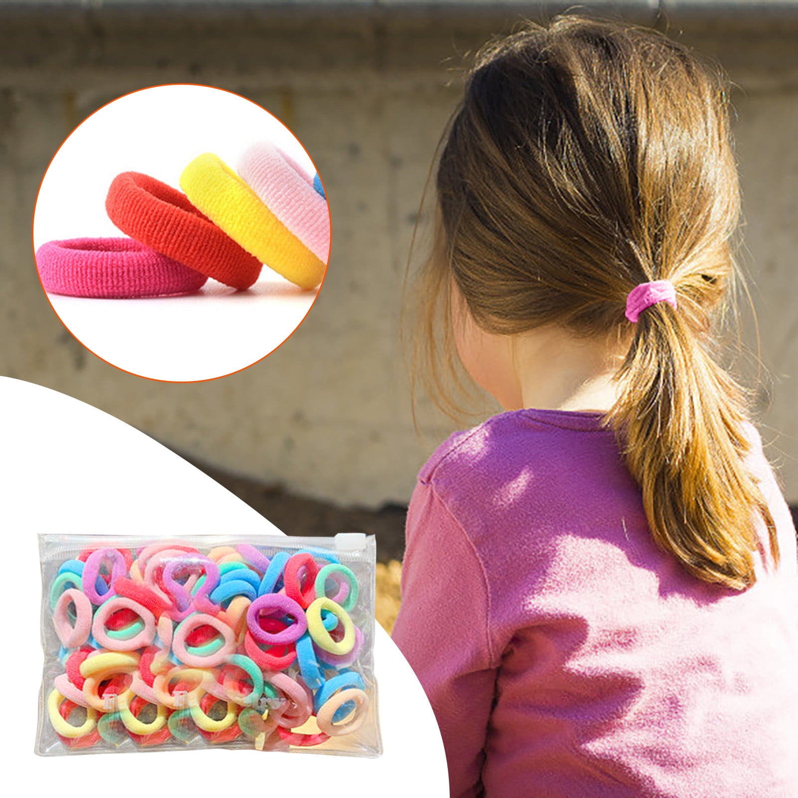 Big Hair Bands for Thick Hair Tile Ties Hair Band Hair Rubber Bands for Girls Clear My Ponytail Bands Men Super Stretch Rubber Bands Clear Small Elastic Bands Rainbow Ponytail Holder Scrunches100