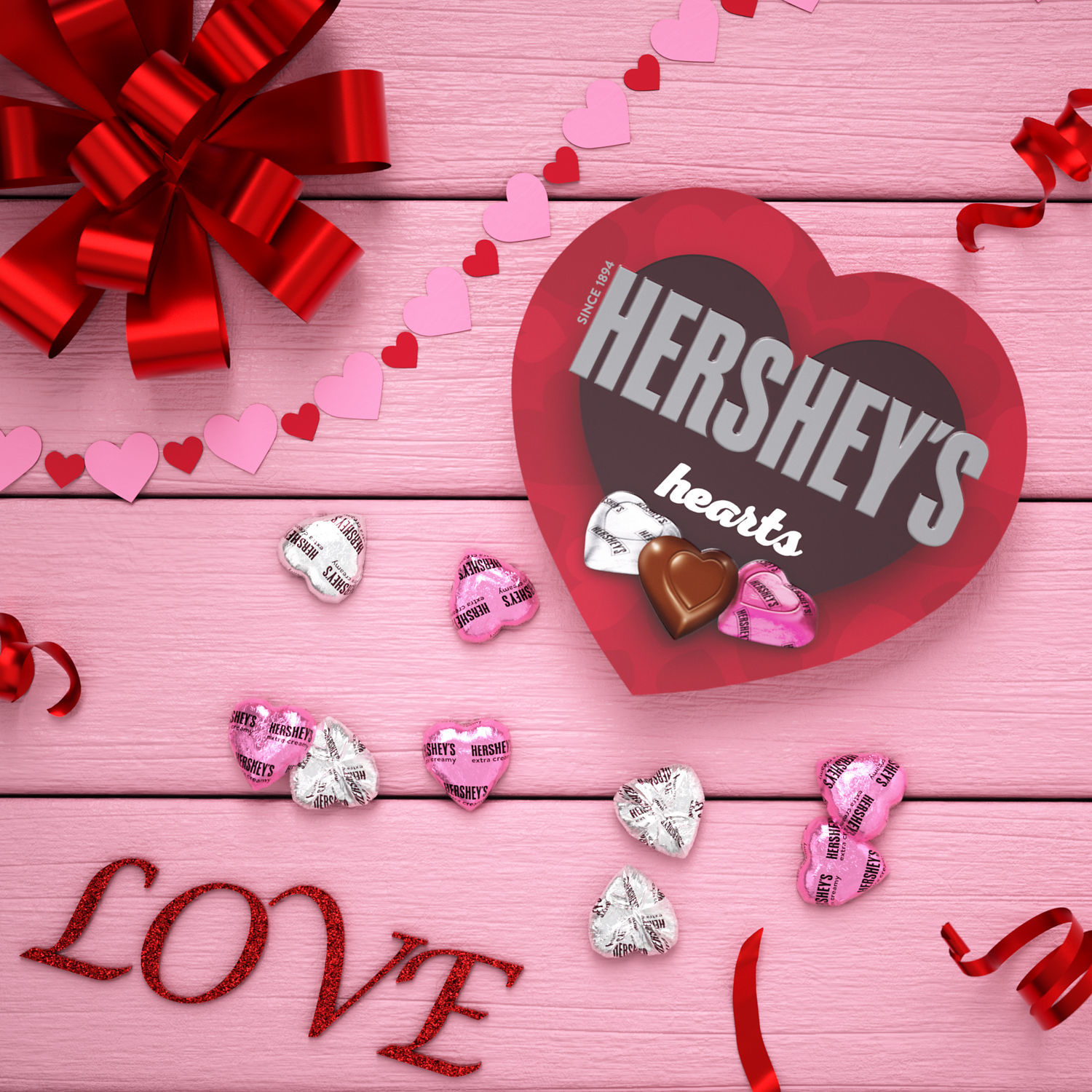 Hershey's Milk Chocolate Hearts Valentine's Day Candy, Gift Box 6.4 oz - image 5 of 6