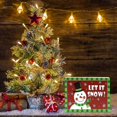 thumbnail image 4 of Letrero de madera con forma de caja de Navidad, diseño rústico de Papá Noel y muñeco de nieve, placa para colgar en la pared, JM00559, 4 of 5