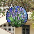 thumbnail image 4 of Stained Glass Suncatcher, Blue Purple Flowers Green Leaves Sun Catcher Plants Stain Glass Window Hanging Decoration Mother's Day Birthday Gifts for Women Men Mom and Nana, 4 of 6
