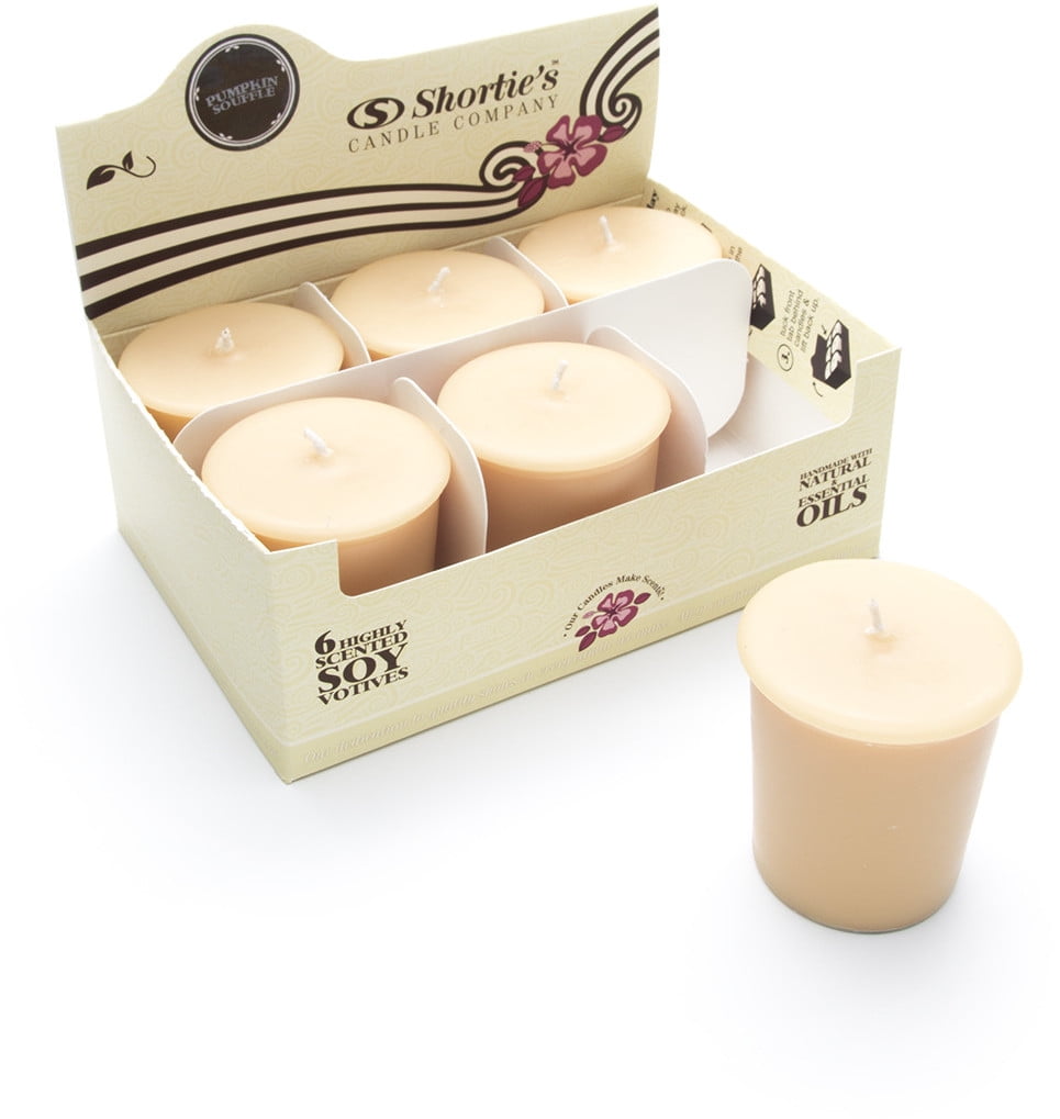 Pumpkin Souffle Soy Votive Candles - Scented with Natural Fragrance Oils - 6 Beige Natural Votive Candle Refills - Bakery & Food Collection