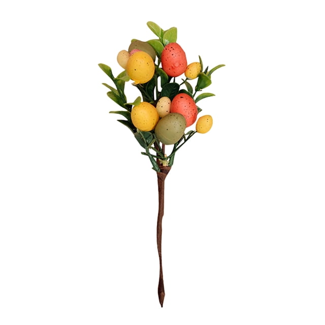 Centro de mesa de Pascua con hojas artificiales de eucalipto, huevos de colores, arreglo floral primaveral, rama de huevo de Pascua para decoración del hogar