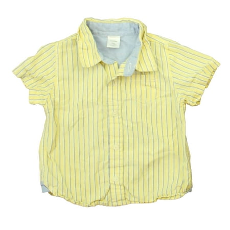 

Pre-owned Gap Boys Yellow | Blue Stripe Button Down Short Sleeve size: 6-12 Months