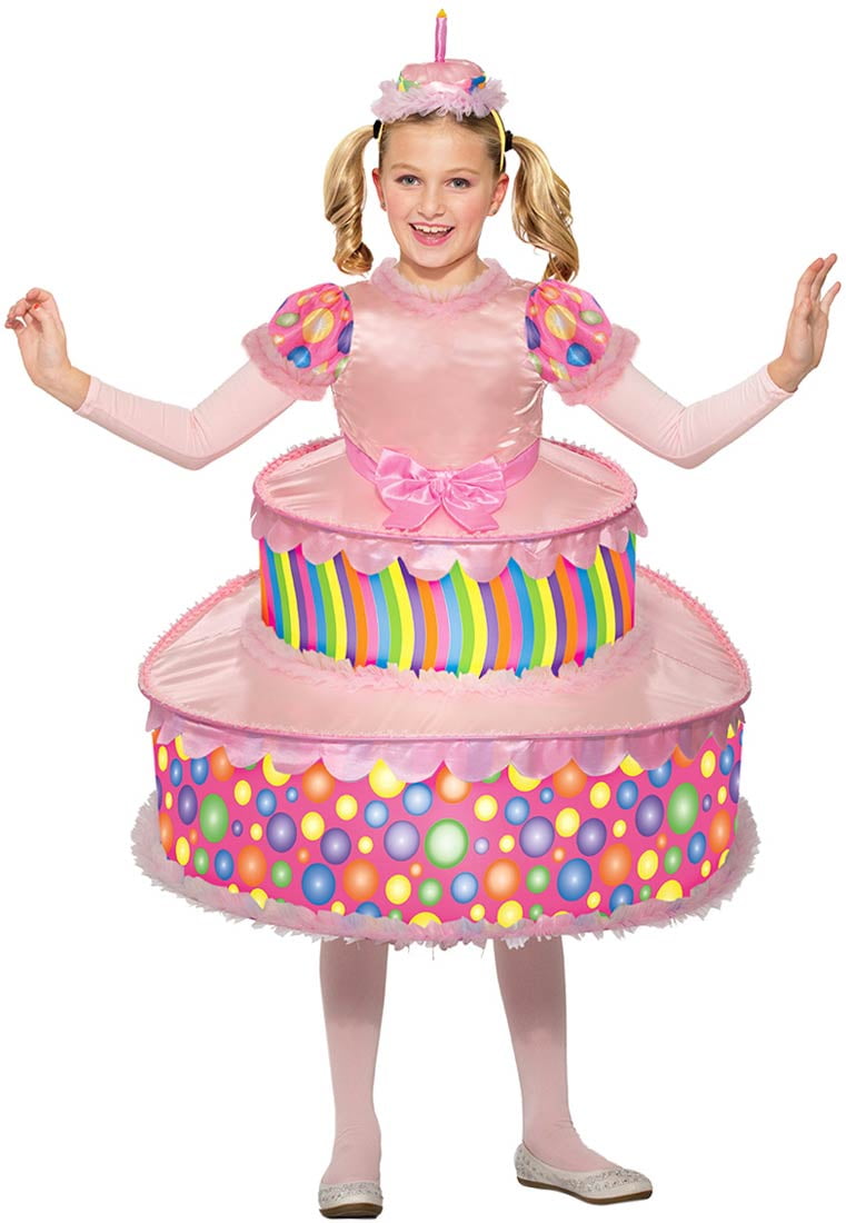 Kids Costumes - This Girls Birthday Cake Costume includes the birthday cake dress...