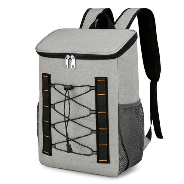 Refrigerador de mochila de gran capacidad para picnics al aire libre, senderismo, pesca (gris)