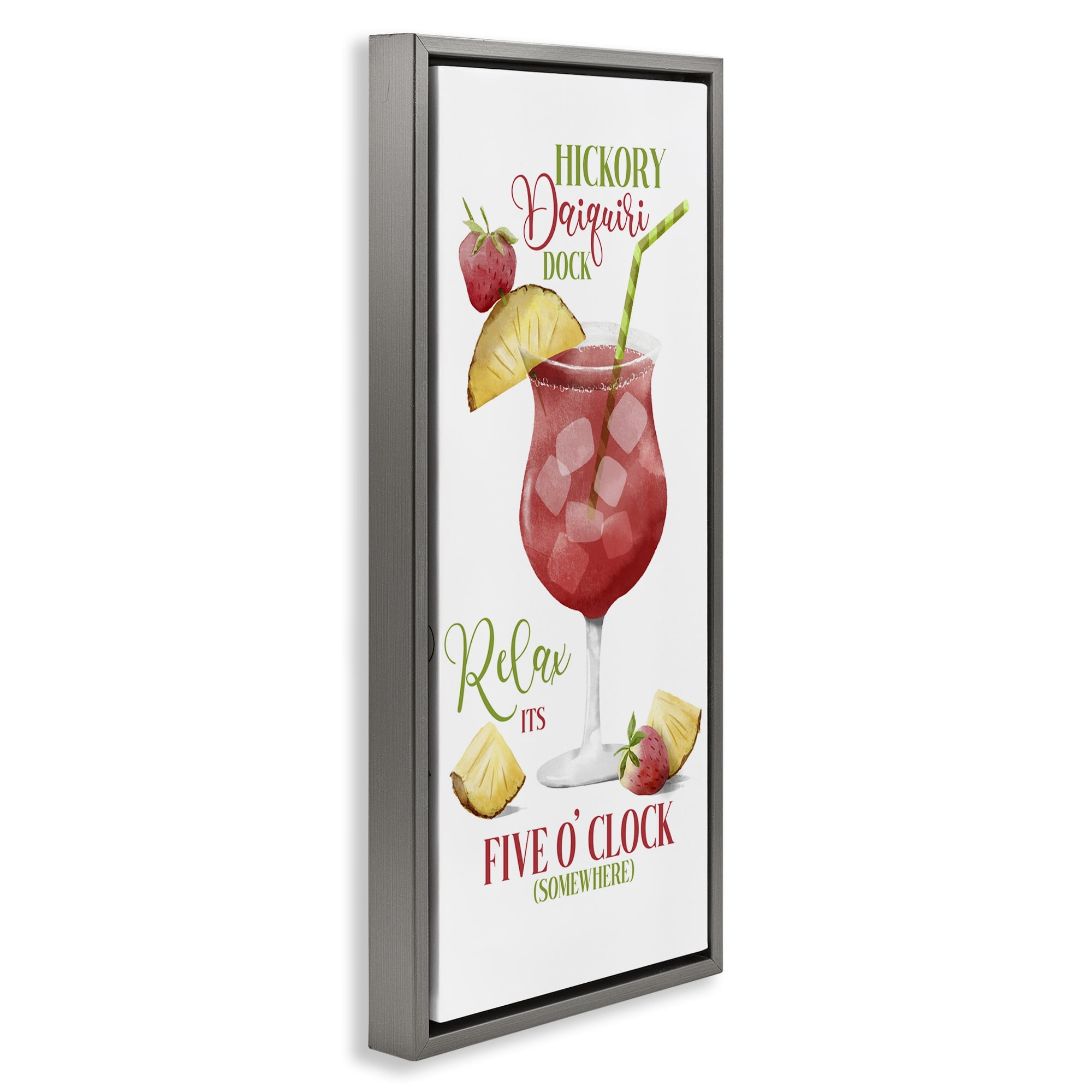 Stupell Industries Fun Cocktail Expression Food & Beverage Painting Gray Floater Framed Canvas Art Print Wall Art, 11 x 25