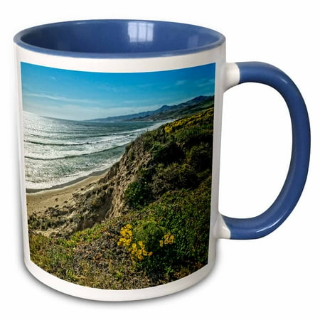 

3dRose Jalama Beach Cliffs in California View - Two Tone Blue Mug 11-ounce