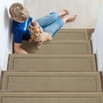 thumbnail image 6 of Non-Slip Stair Treads for Wooden Steps Indoor, 15 Pack 8" X 30" Edging Stair Rugs with TPE Backing, 0.4" Thick Carpet Stair Treads for Kids Elders & Pets, 100% Polyester Soft Stair Runners, Beige, 6 of 14