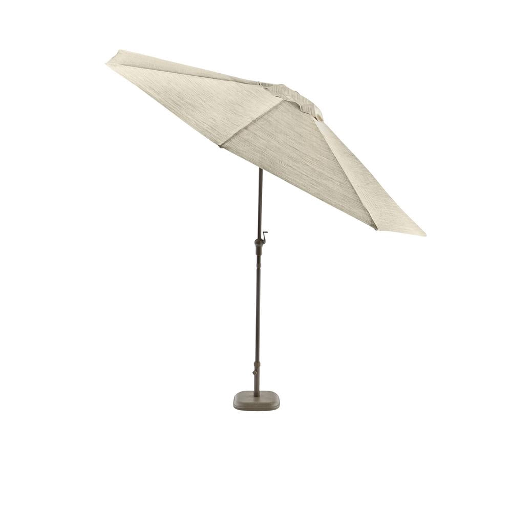 Refurbished Hampton Bay Yjauc 171 St Statesville 9 Ft Steel Crank And Tilt Round Patio Umbrella In Heather Gray Walmart Com Walmart Com
