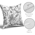 thumbnail image 4 of Chinoiserie Pillow Covers 16x16 Inch Set of 2 Black White Gray Floral Birds Decorative Throw Pillows Rustic Vintage Flowers Pillow Cases Cotton Square Cushion Cover Decor for Couch Bed Sofa, 4 of 6
