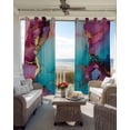 thumbnail image 6 of Turquoise Pink Blue Blackout Curtains for Bedroom Living Room Darkening Curtains 84 Inch Length 2 Panels Set Modern Gradient Abstract Marble Window Curtain Window Treatment Grommet Drapes 52"x84", 6 of 9