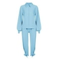 thumbnail image 1 of Women‘s Autumn And Winter Elegant Solid Color Style Thread Long Sleeve Pants Set, 1 of 4