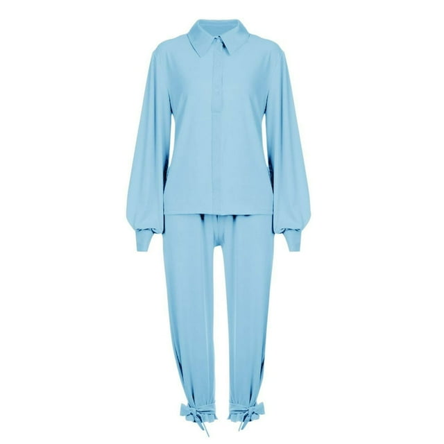 Women‘s Autumn And Winter Elegant Solid Color Style Thread Long Sleeve Pants Set