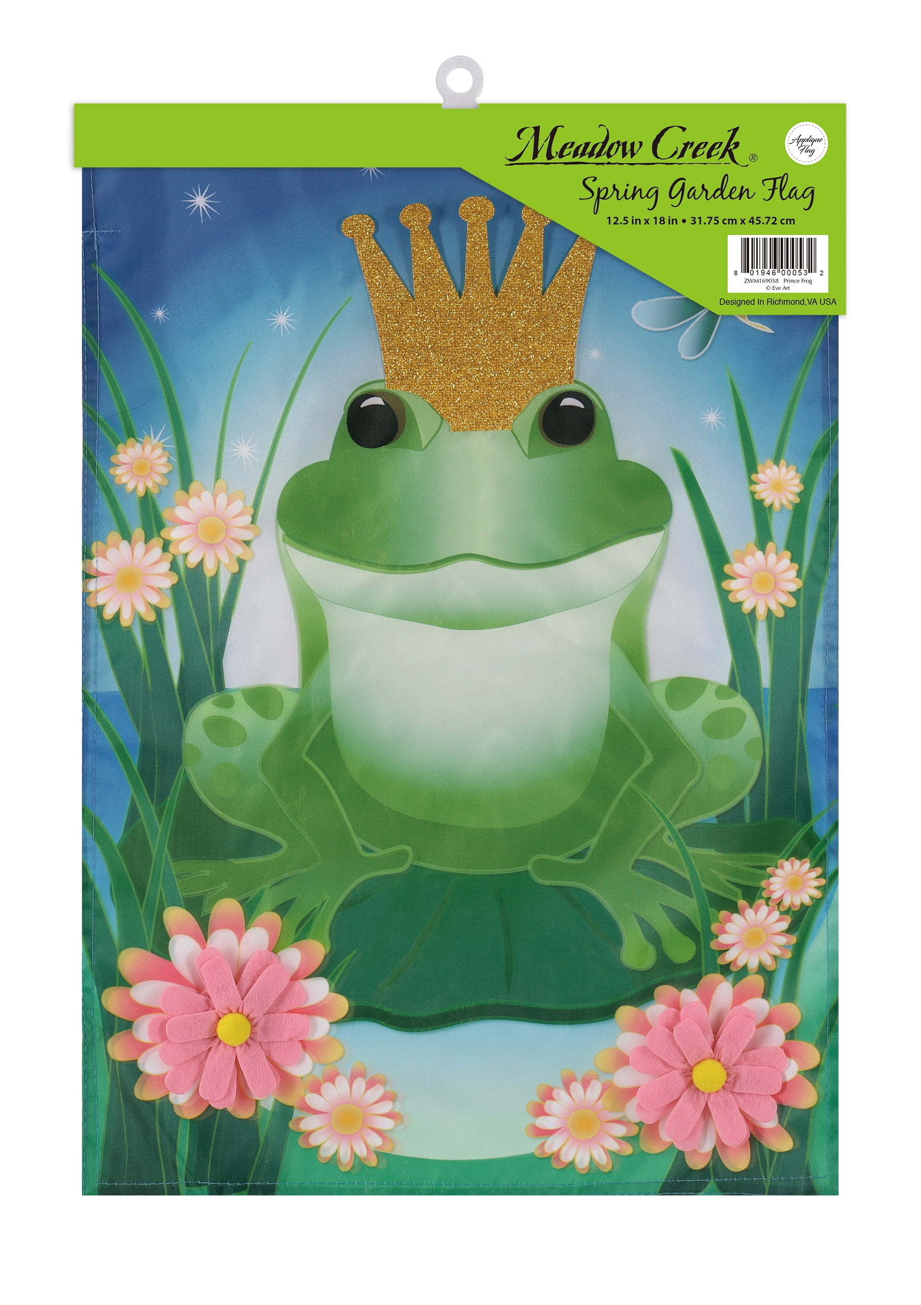 Meadow Creek Spring Garden Flag, 18" Prince Frog