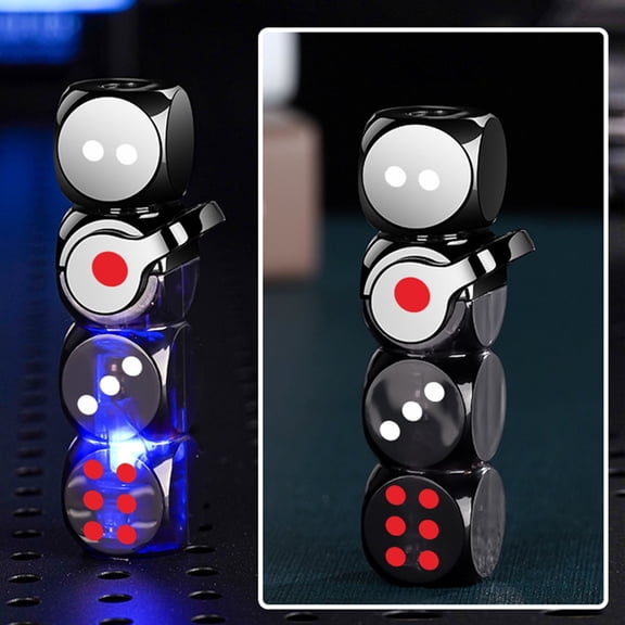 Uxgjfwu Transparent Dice Design Windproof Butane Lighter, LED Multicolor Flame Lighter with Green Fire, Novelty Toy Lighter for Candles and Outdoor Use