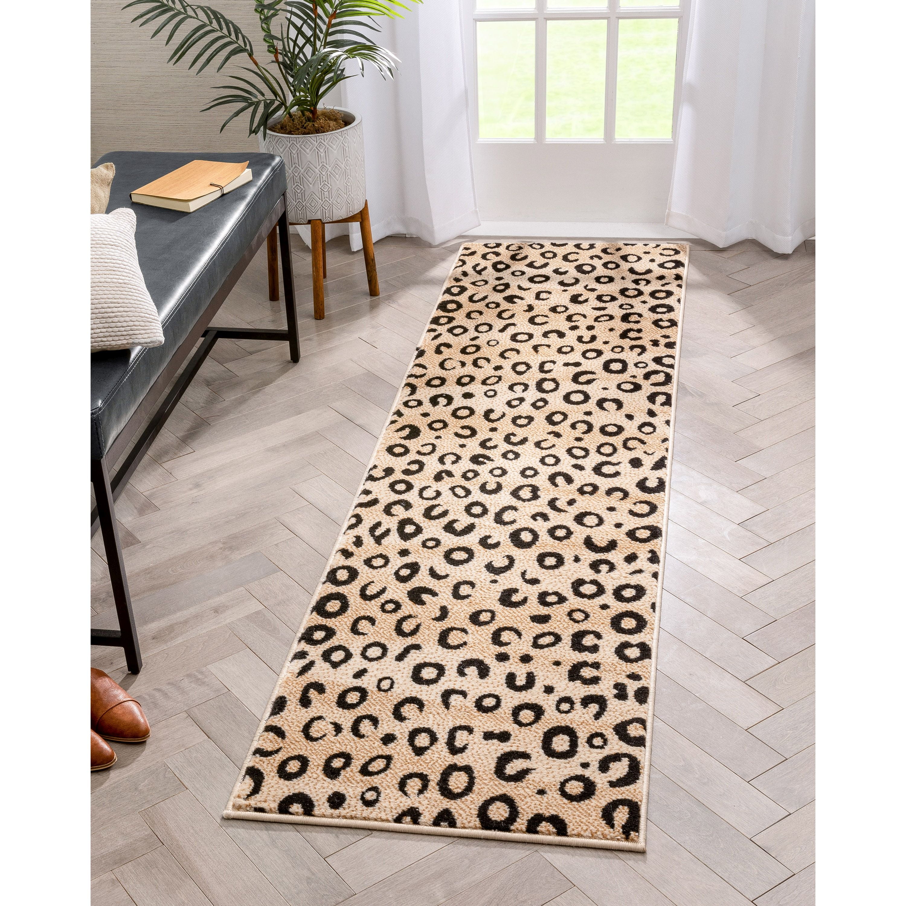 Well Woven Dulcet Leopard Modern Animal Print Black 2' x 7'3\