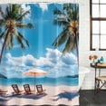 thumbnail image 3 of Summer Beach Coastal Waterproof Fabric Shower Curtain,Blue Sea Ocean Landscape Hawaii Waterproof Fabric Shower Curtain for Bathroom Curtains Bathtubs Shower Curtains with 12 Hooks Standard 66x72, 3 of 8