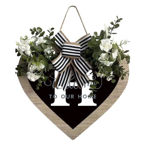 Heart Shaped Farmhouse Front Door Sign With 26 Letters Customizable Last Name Decoration For Outdoor Hanging